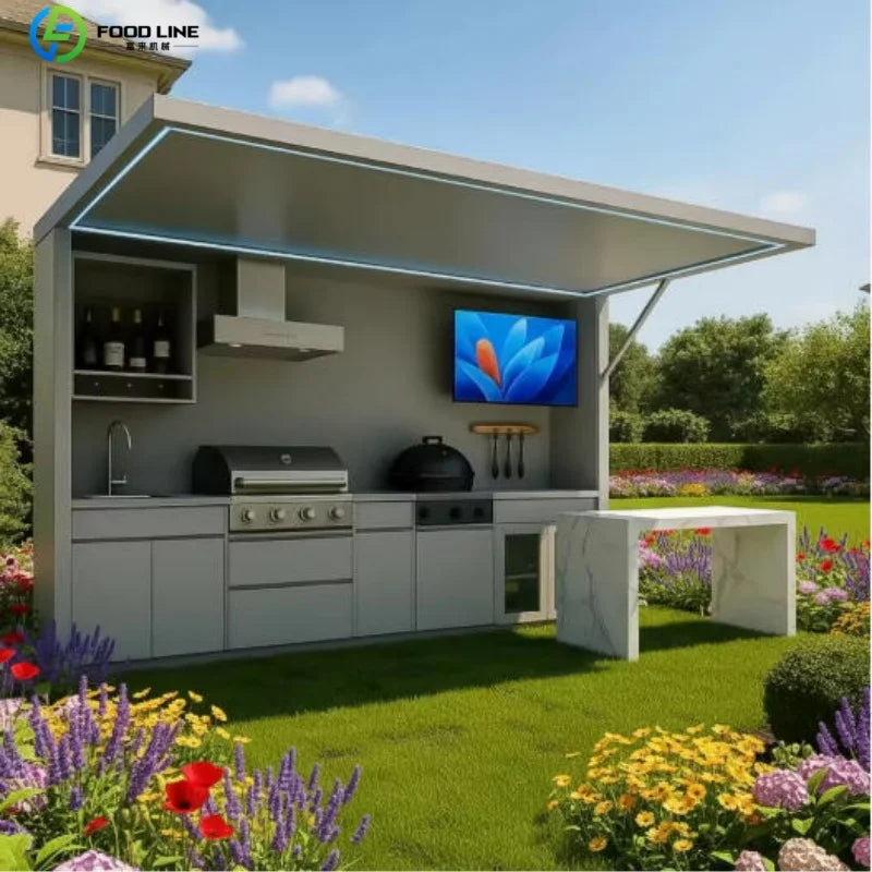 Outdoor Patio Kitchen BBQ Combo Weatherproof Storage Cabinet Stainless Steel Modular All in One Garden Backyard Customized