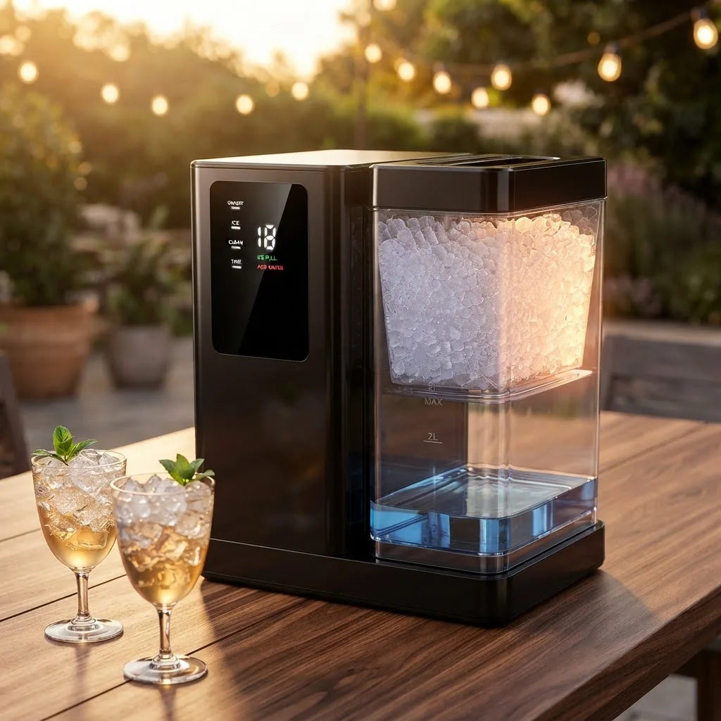 Silonn Countertop Nugget Ice Maker 40Lbs/24H Fast 8M Ice Making 3.2QT Large Water Tank Portable Self Cleaning Ice Machine with 12H Timer for Kitchen Home Summer Party Camping