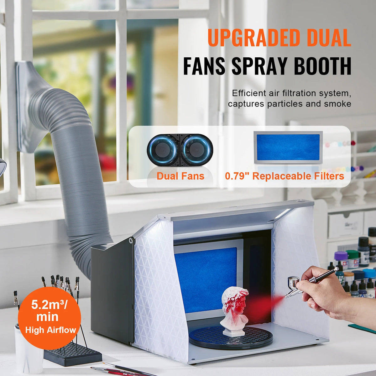 SucceBuy Portable Airbrush Spray Booth Kit Featuring Dual Exhaust Fans