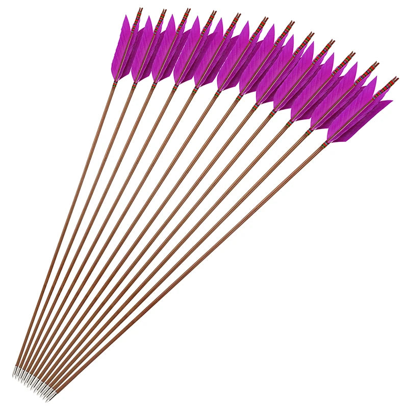 Premium Bamboo Archery Arrows Featuring Natural Turkey Feather Fletching