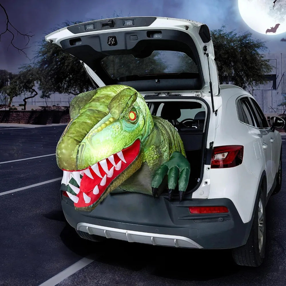 Animated Halloween Inflatable Dinosaur With Led Trunk Or Treat Decor