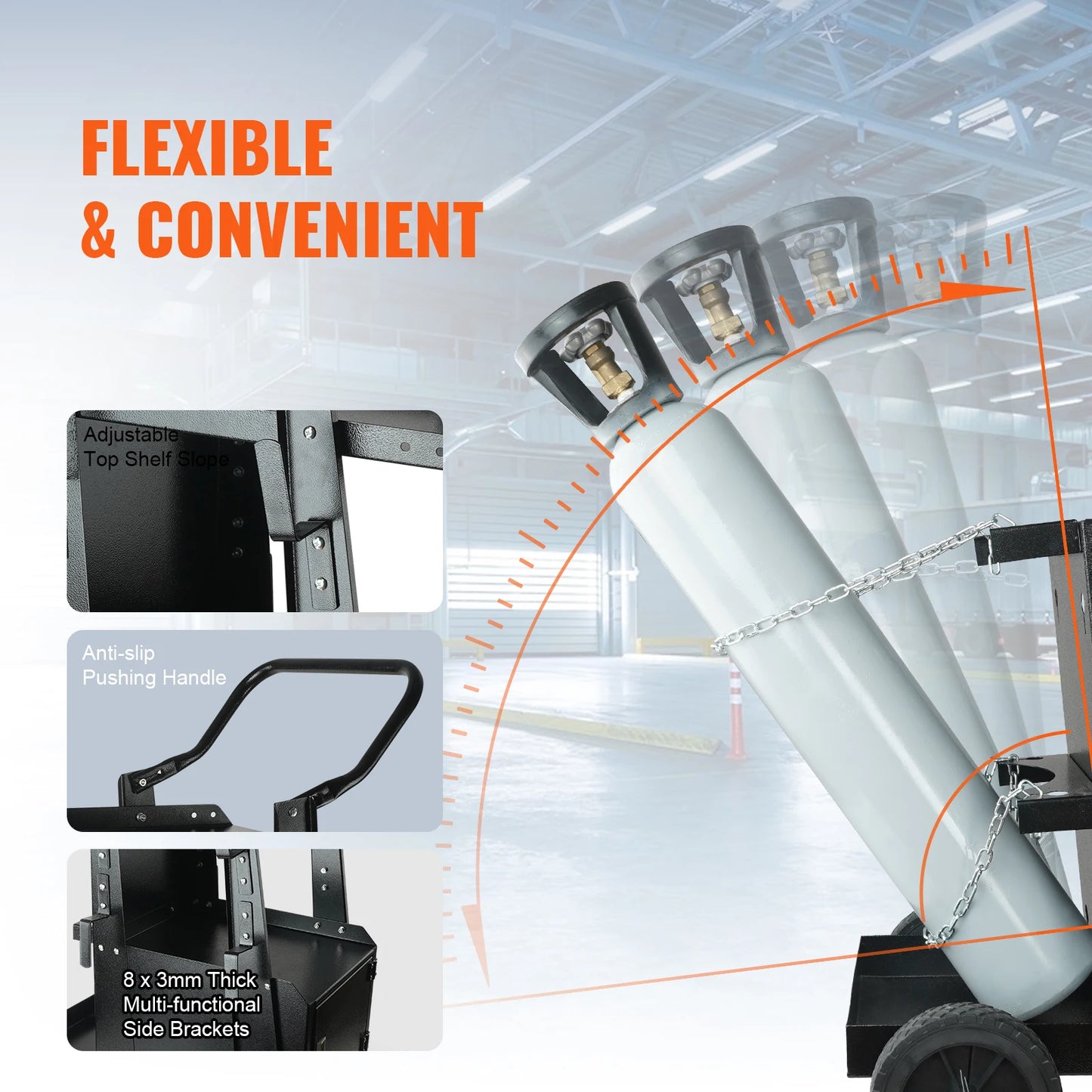 Heavy Duty Steel Welding Cart With Lockable Gas Cylinder Storage
