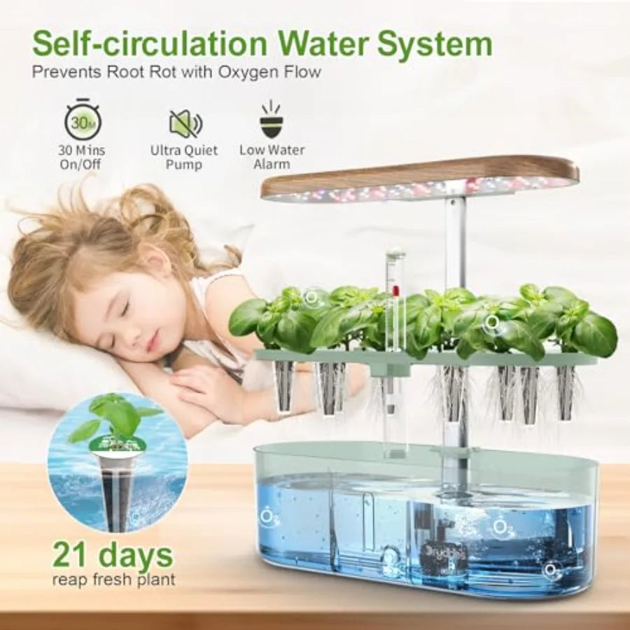 Modern Indoor Hydroponic Herb Garden System With LED Grow Light