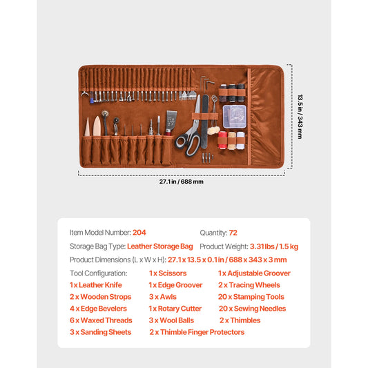 SucceBuy Leather Craft Tools Kit For Punching And Carving