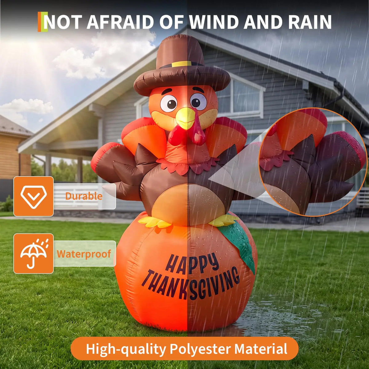 Thanksgiving Inflatable Pumpkin And Turkey LED Outdoor Decoration