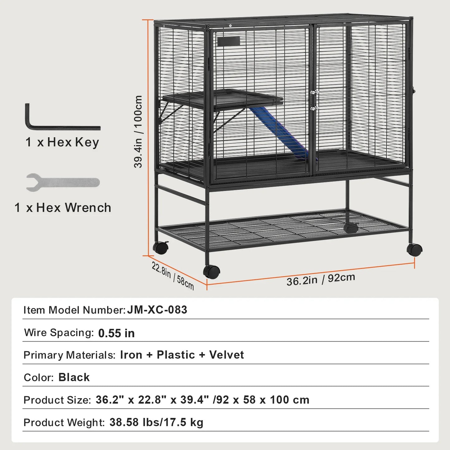 Premium Rolling Multi Tier Metal Small Animal Pet Cage