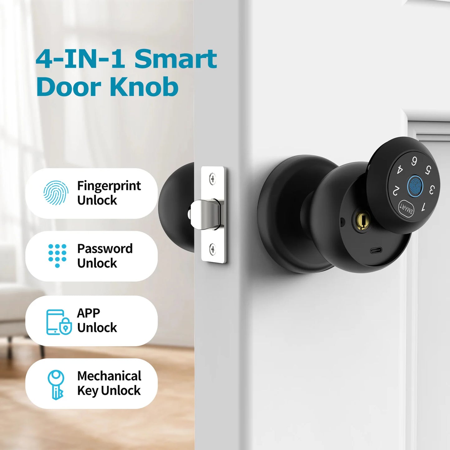 Viladepot Bluetooth Fingerprint Smart Lock With App And Emergency Power