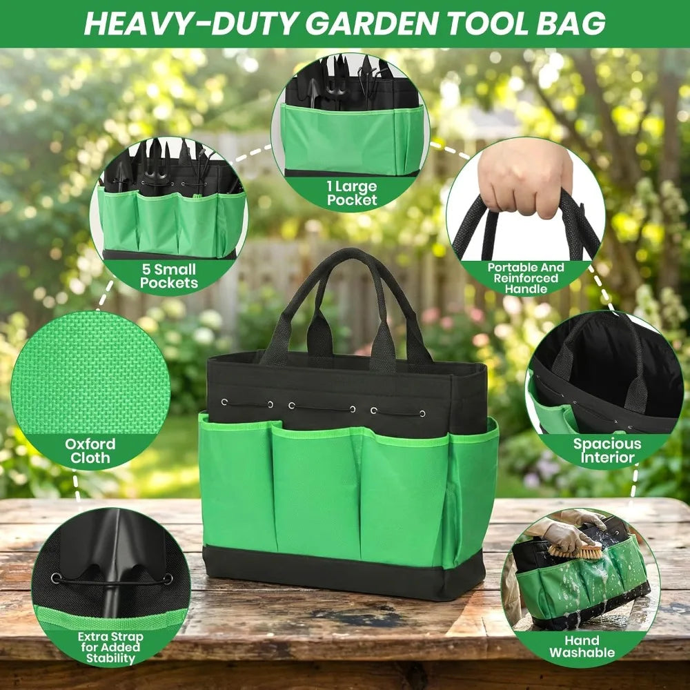 11-Piece Heavy Duty Garden Tools Set with Ergonomic Handles | Rust-Proof, Carry Bag – Ideal Gardening Gift for All
