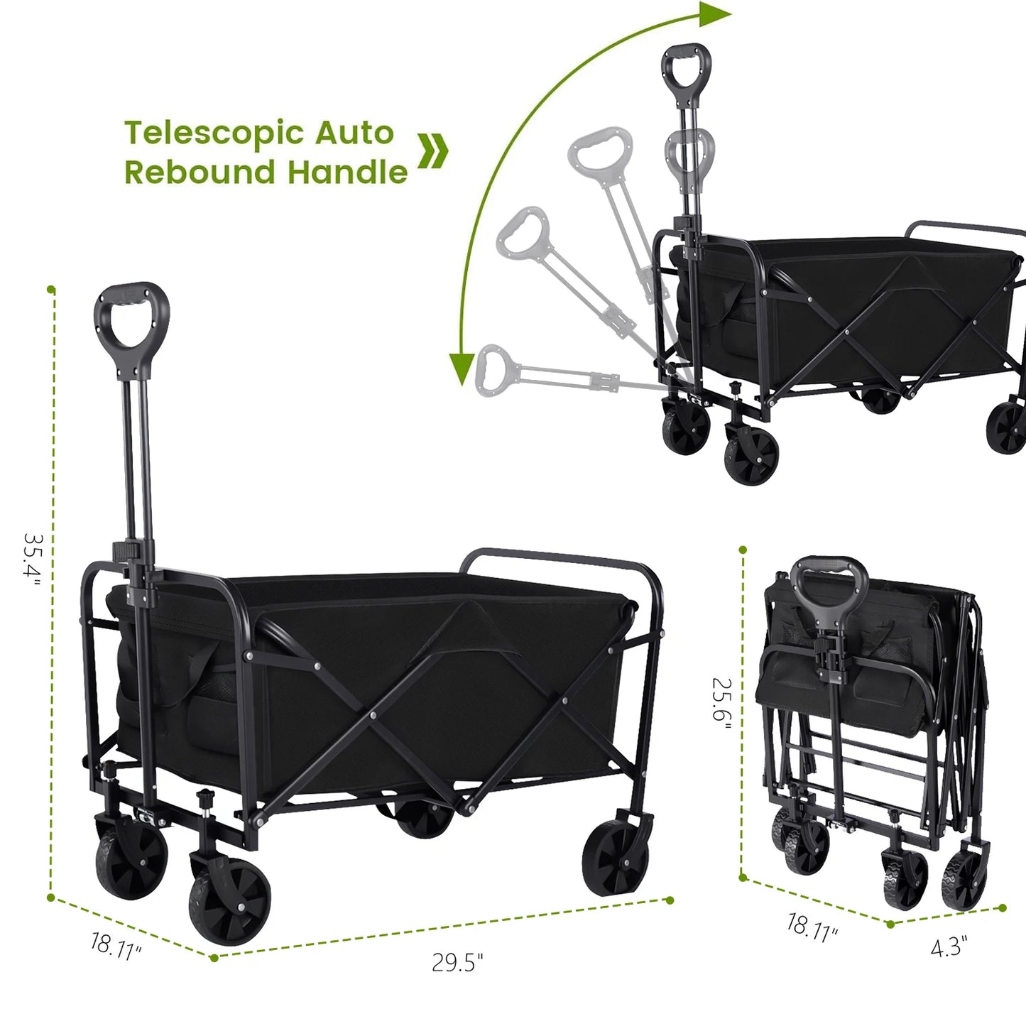 Heavy Duty Foldable Steel Wagon Cart With All Terrain Wheels