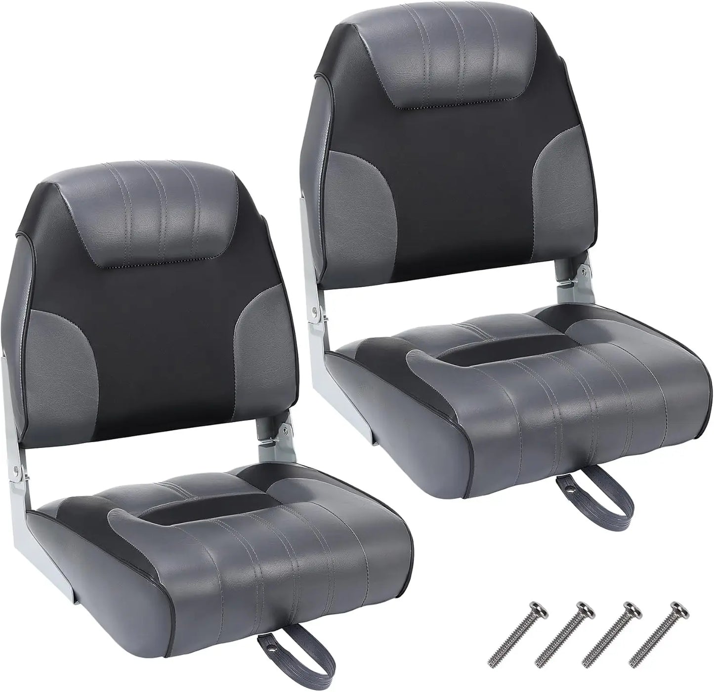 2 Pack Boat Seat, Fishing Seat, High Back, Folding, High Density Foam Cushion, With Straps, With Fixing Screws, For Sailboat, For Fishing Boat, For Yacht