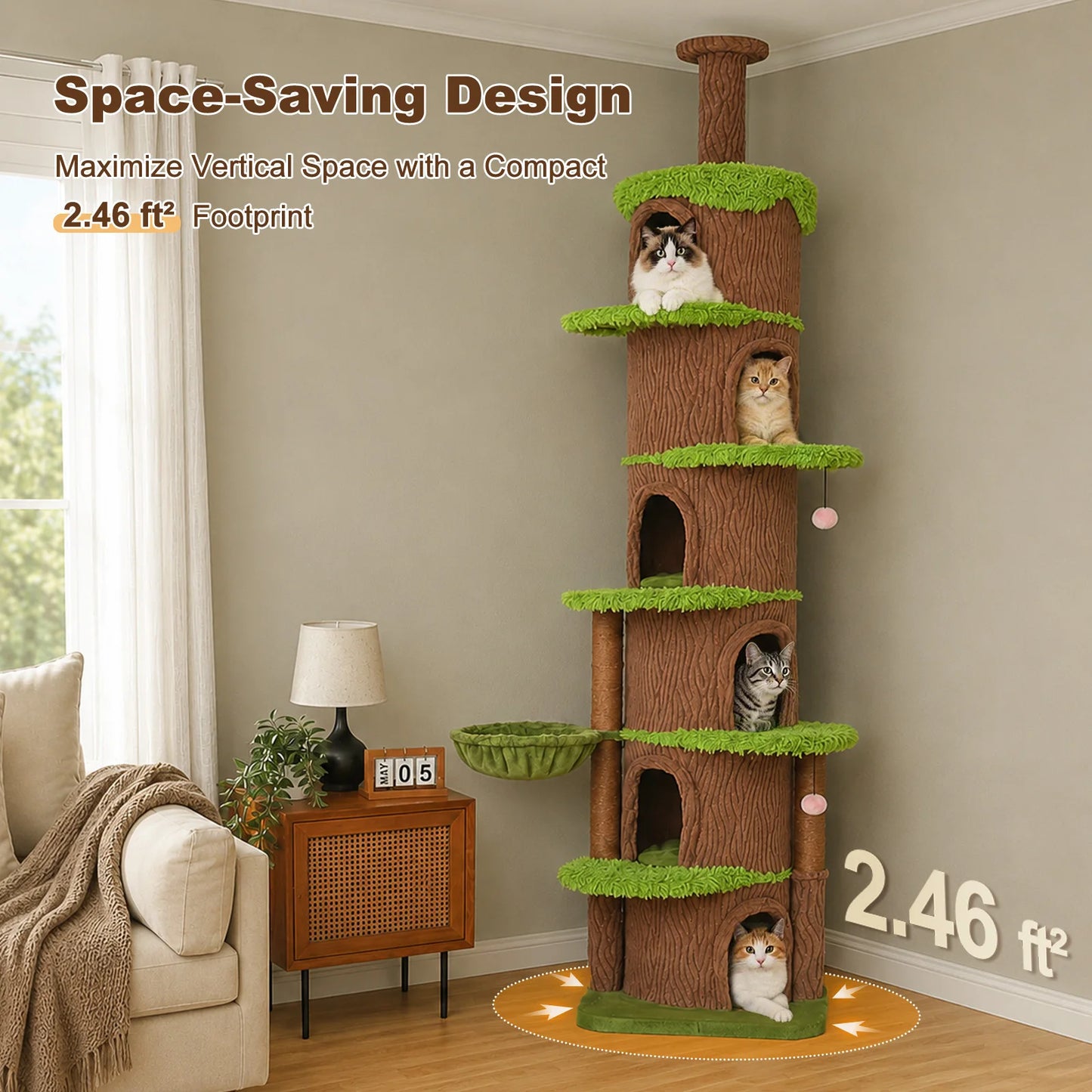 PAWZ Road Floor To Ceiling Cat Tower With Sisal Posts