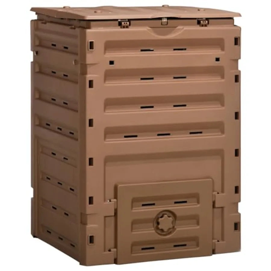 Outdoor Plastic Compost Bin With Dual Vented Sliding Doors