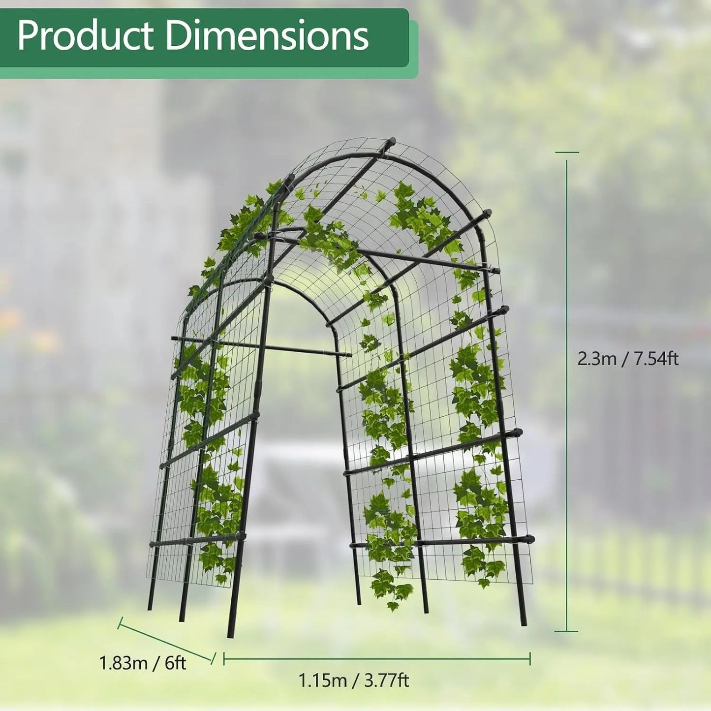 Tacleekii 7.5FT Tall Metal Garden Arch Trellis U-Shape for Raised Beds Plant Support Rust Resistant Coating, Tool Free Plug In, Lifts Fruit Off Ground, For Cucumber Grapes Roses Cucumber, Backyard Archway