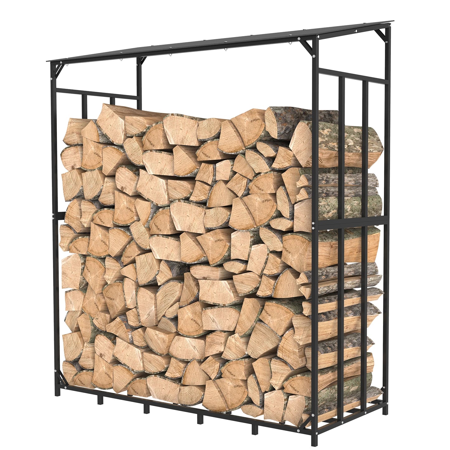 Heavy Duty Outdoor Firewood Rack With Waterproof Cover For Garden
