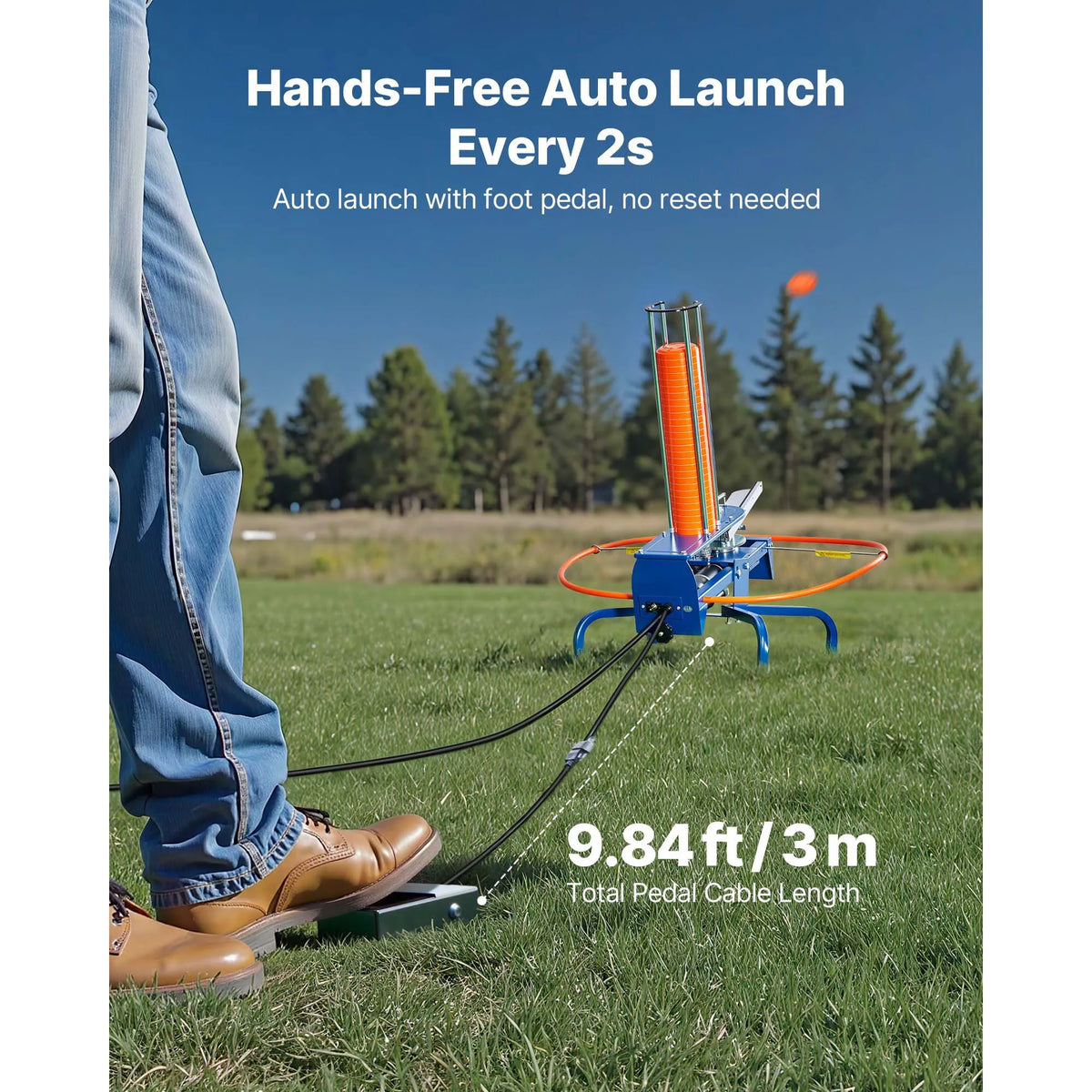 SucceBuy Clay Target Thrower Max 28/50 Clays Pigeon Thrower with Adjustable Angle & Foot Pedal for Clay Throwing Shooting Sports