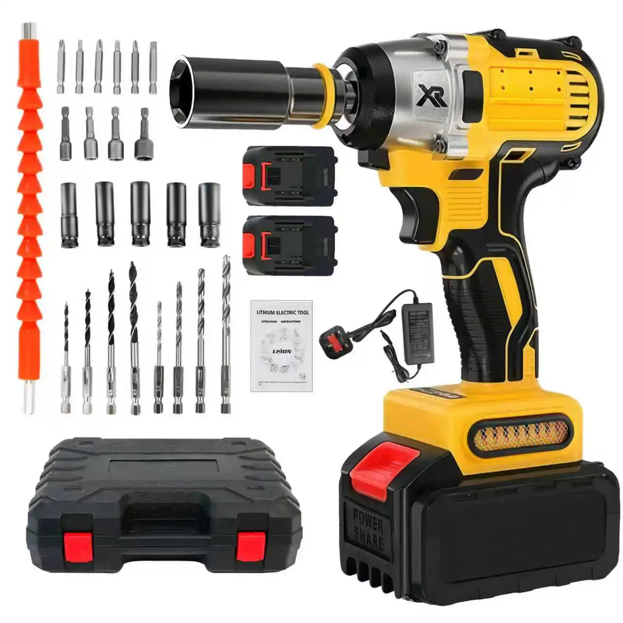 Cordless Impact Wrench 20V Brushless Driver Drill Battery Kit