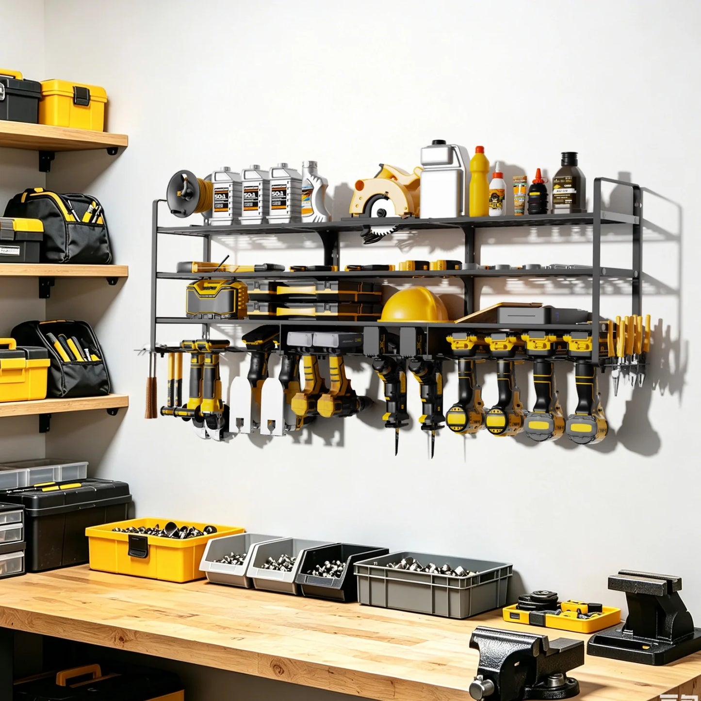 Heavy Duty Metal Wall Mounted Power Tool Drill Organizer Rack
