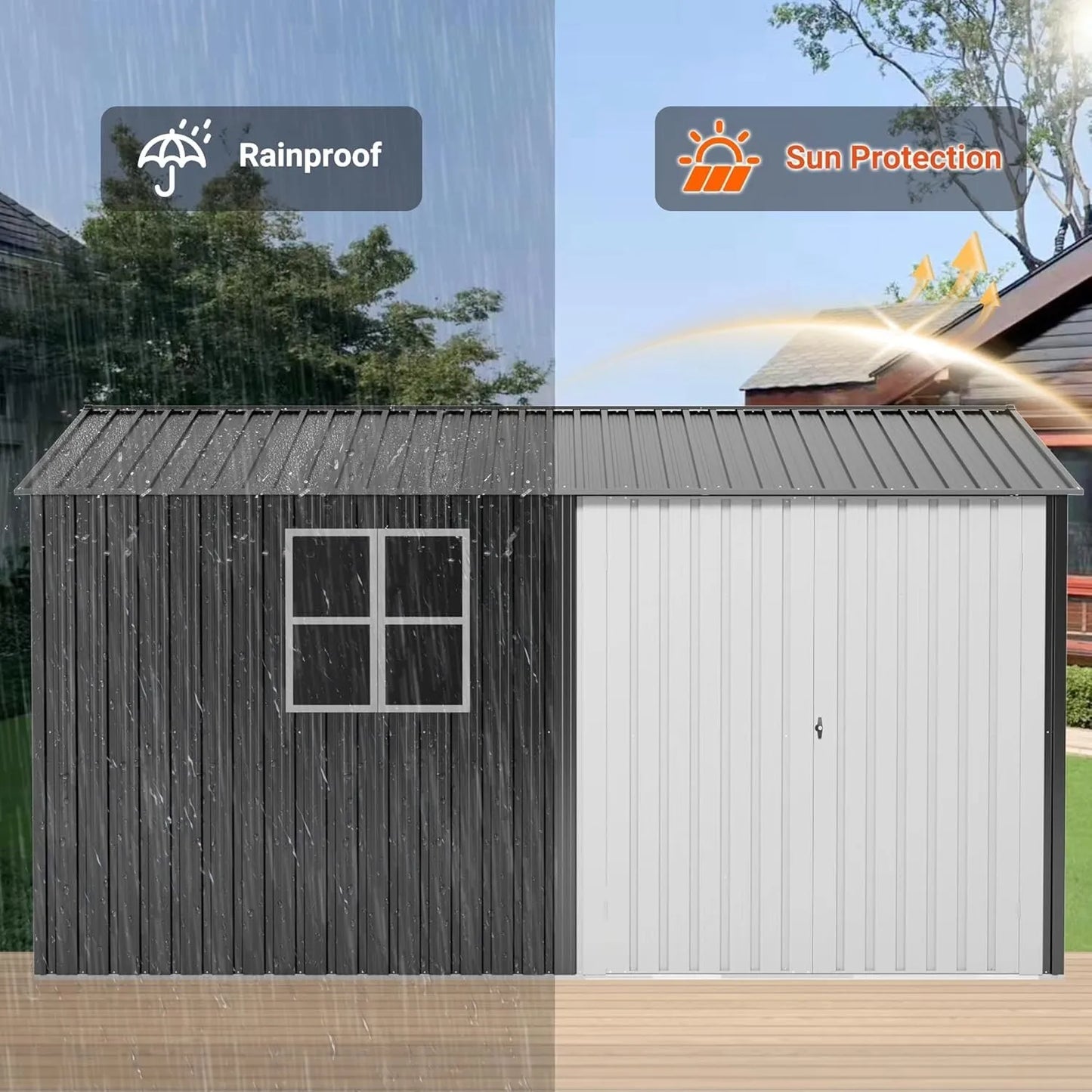 Plastic Outdoor Garden Storage Shed with Window Lock