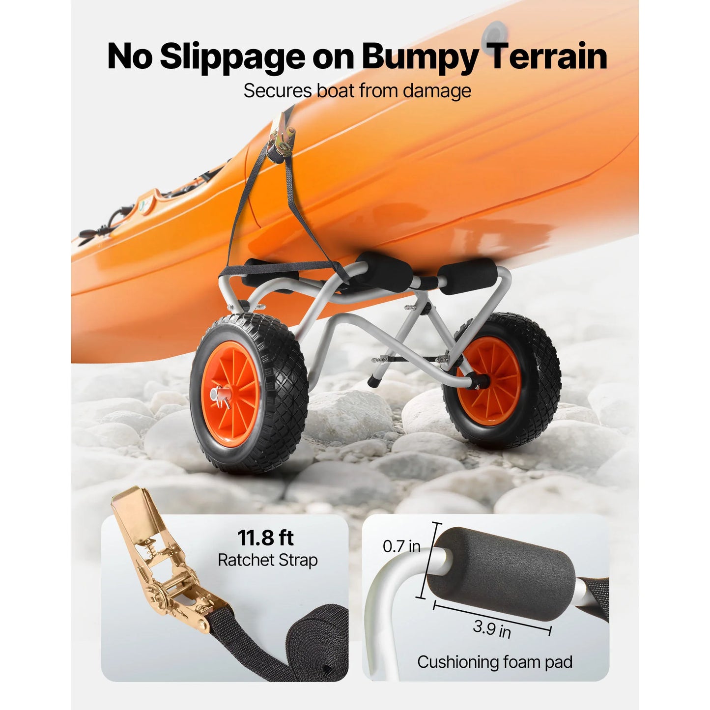 SucceBuy Foldable Kayak Cart With Solid Tires And Ratchet Strap