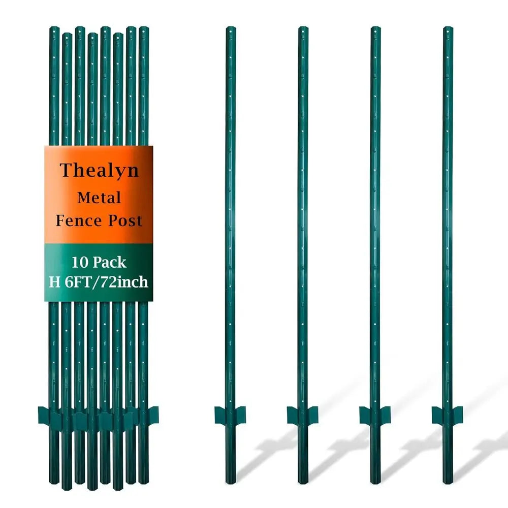 10-Pack Heavy-Duty Metal U-Posts with Step-in Stakes, No Need for Digging or Garden Wire for 5-Foot Mesh Fencing and Yard Signs