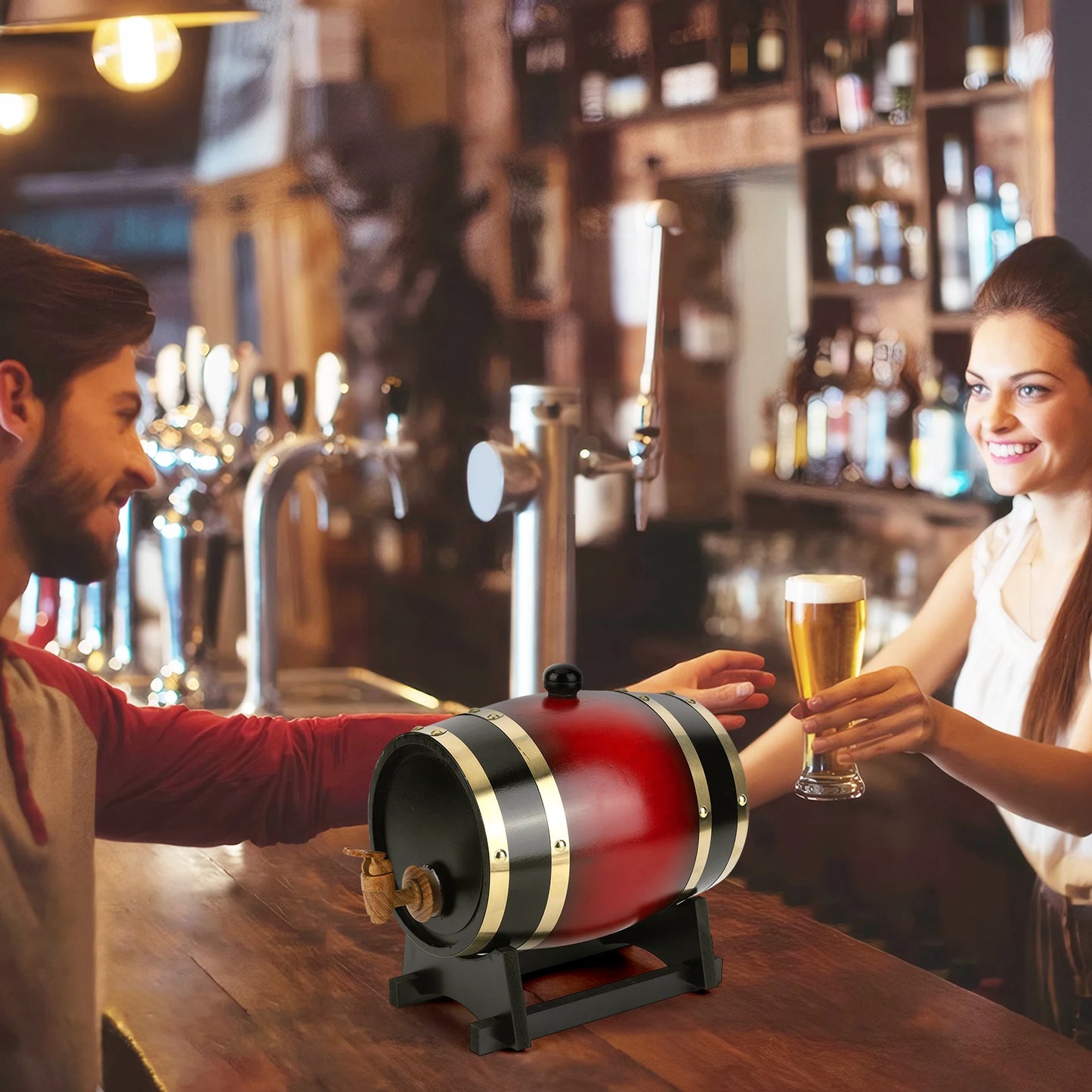 3L Wine Storage Containers with Bracket Vintage Beer Brewing Tools Multi-Purpose Retro Faucet Barrels Home Brewing Accessories