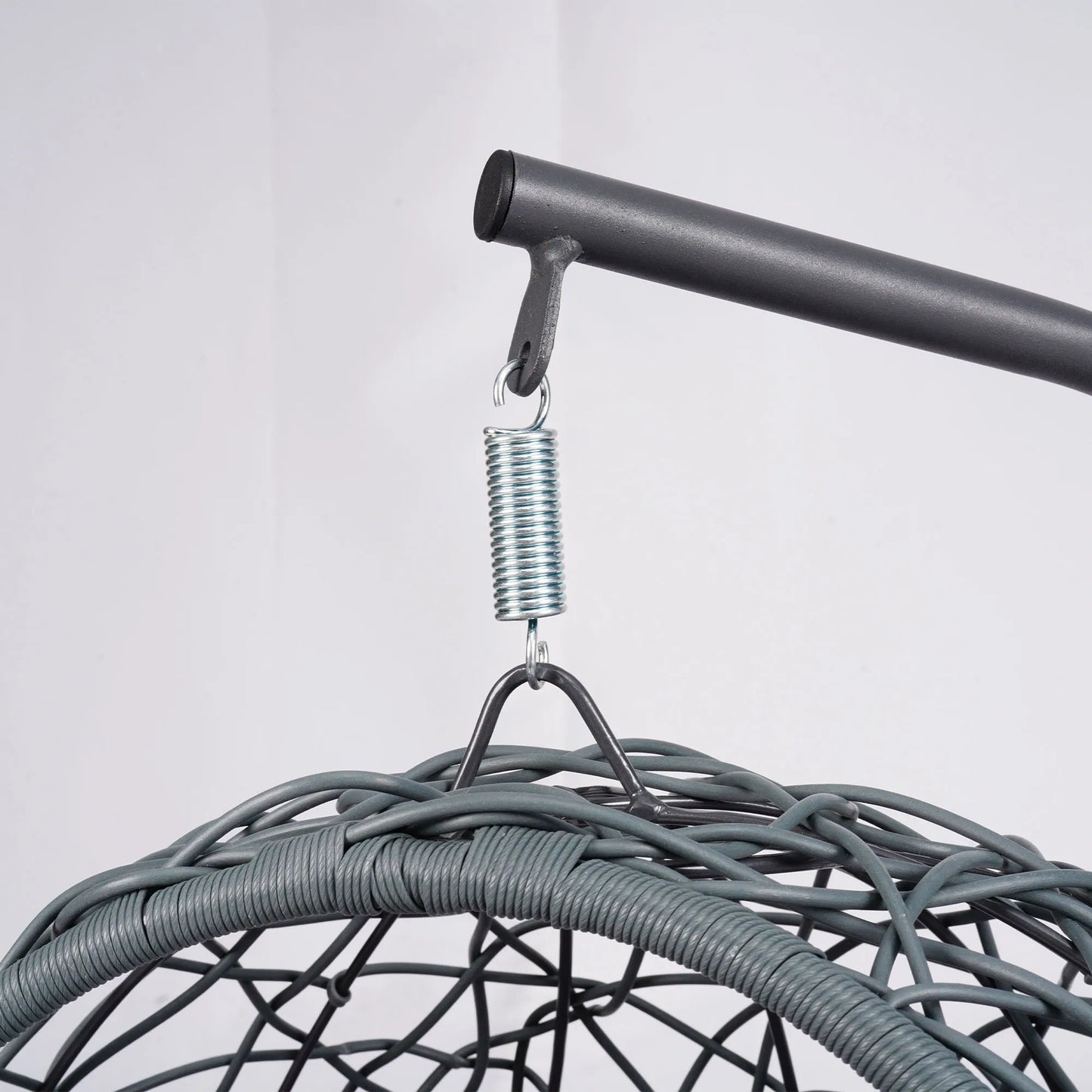 Rattan Wicker Cat Swing Bed With Stand And Plush Cushion