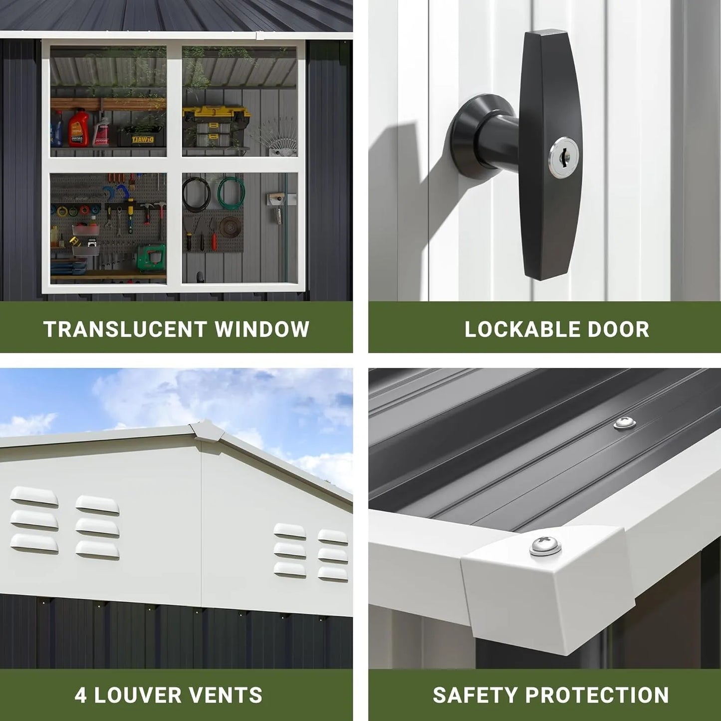 Plastic Outdoor Garden Storage Shed with Window Lock