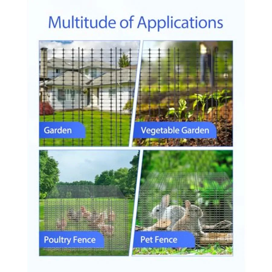 Garden Fence Animal Barrier Snow Fence Temporary Fence Kit 40 in X 164 Ft Plastic Safety Fence with 30 45-Inch Steel St