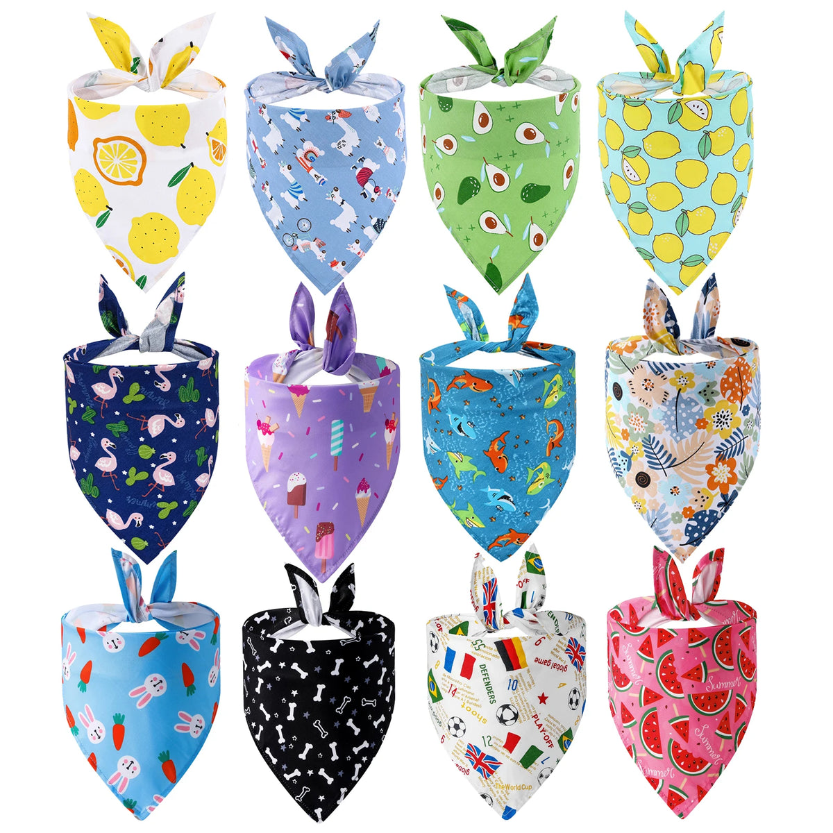 Washable Floral Fruit Dog Bandana Soft Adjustable Pet Kerchief