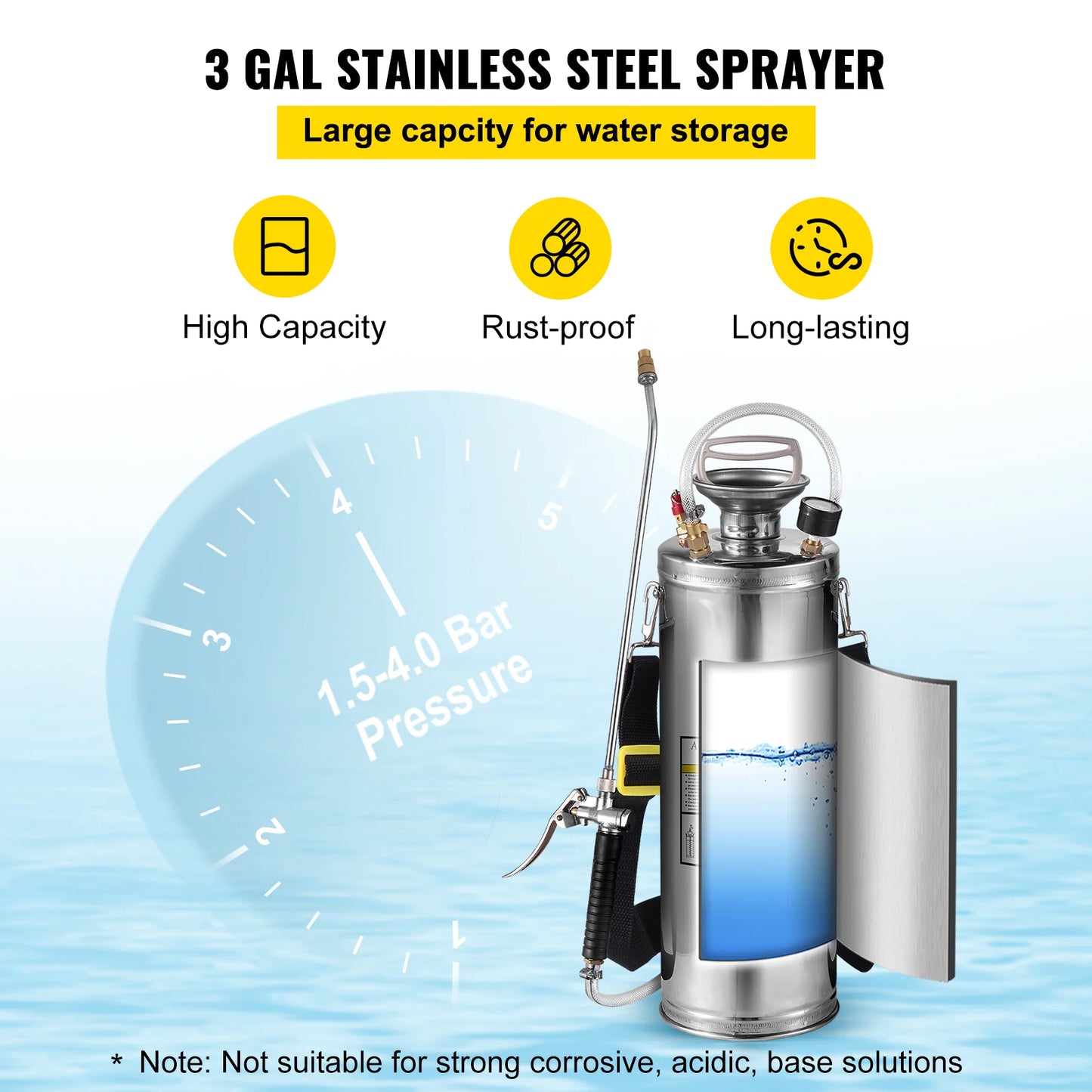SucceBuy Stainless Steel Hand Powered Garden Sprayer Pump