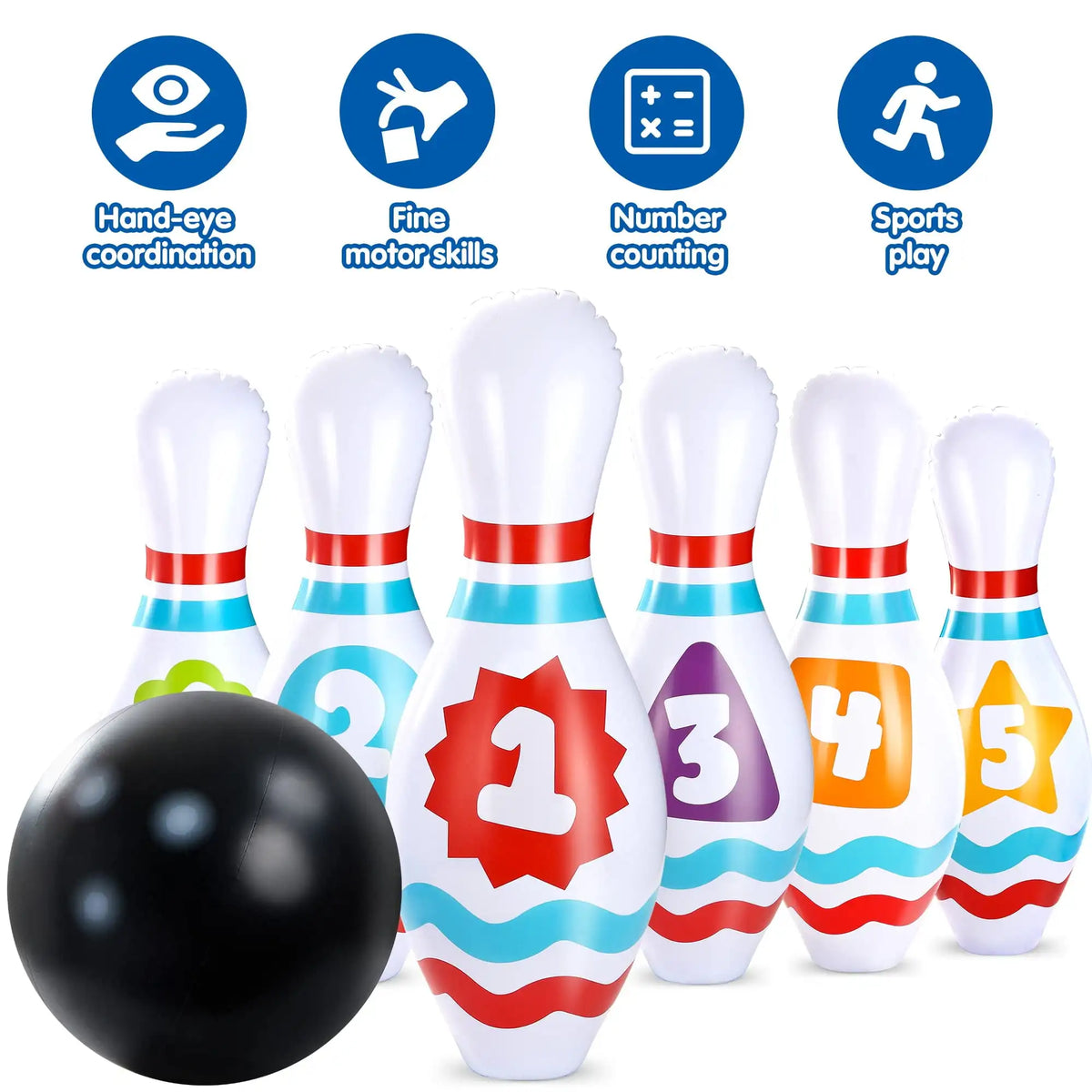 Joyfy Inflatable Bowling Set for Kids and Adults Party Toy