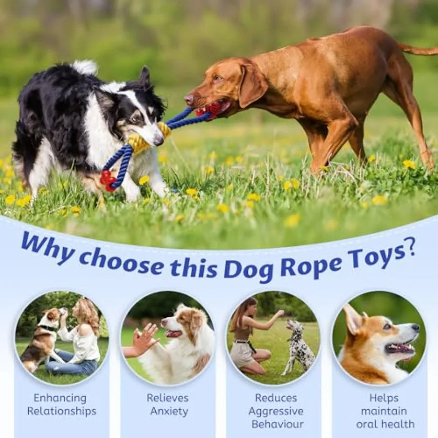 Interactive Dog Rope Tug Toys, Durable Chew Toys For Dogs