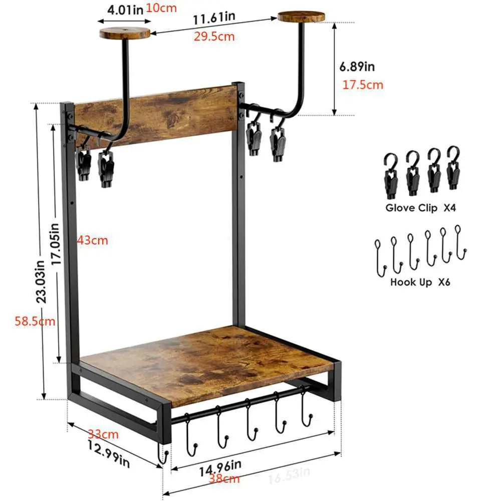 HiMISS Wall Mounted Motorcycle Helmet Holder And Glove Rack