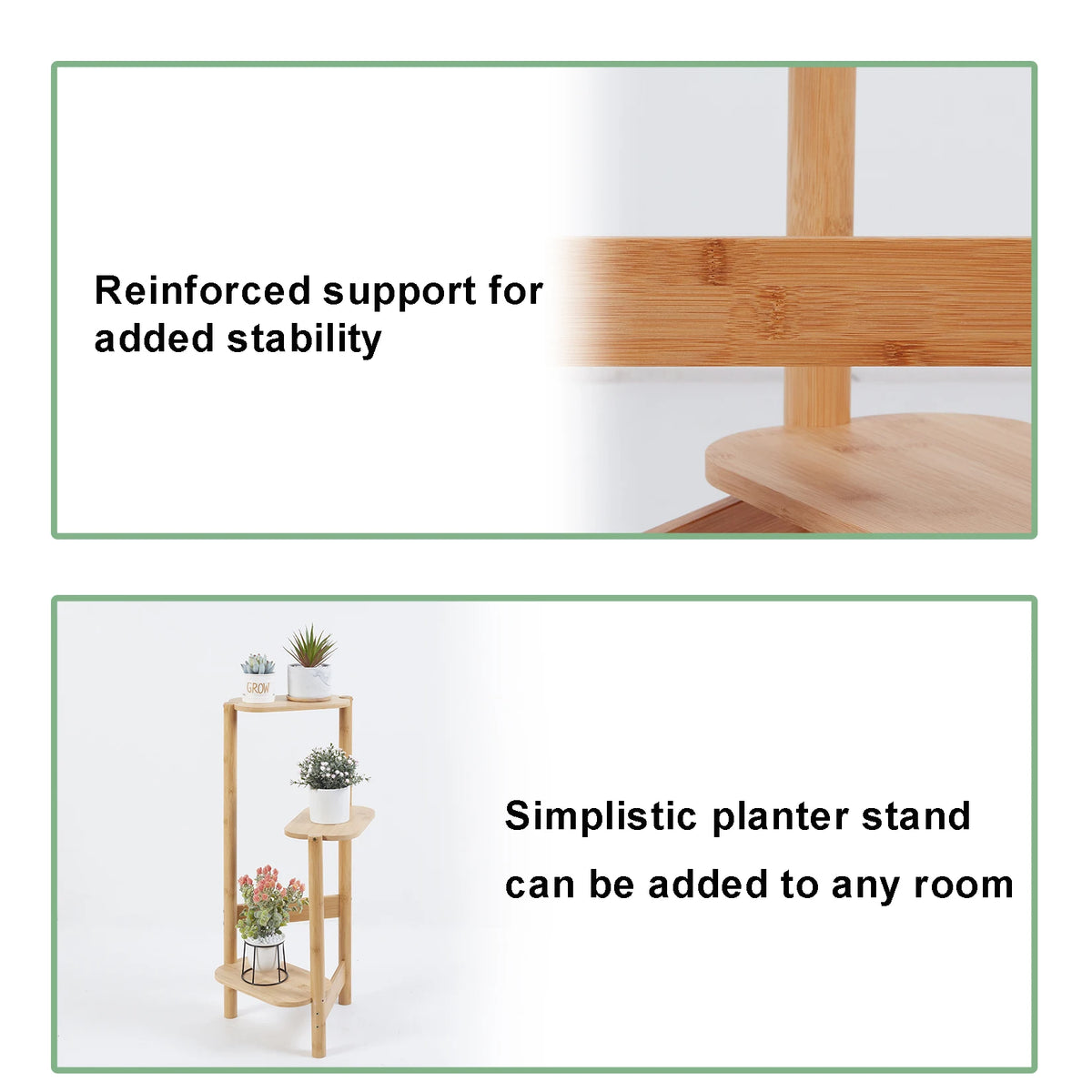 Wisfor Three Tier Bamboo Corner Plant Stand And Indoor Shelf