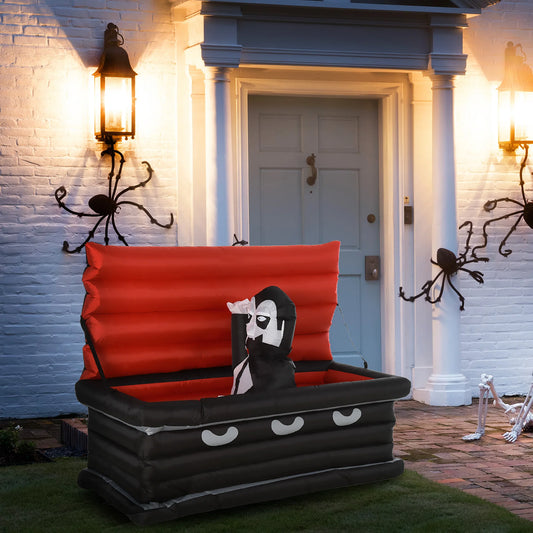 Inflatable Vampire Halloween Coffin Lighted Outdoor Yard Display