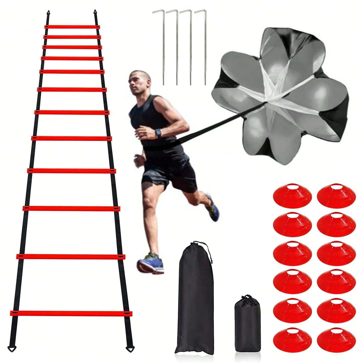 Gkhmnew Speed Agility Training Set With Ladder Cones And Parachute