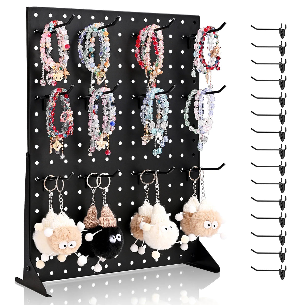 SucceBuy Steel Pegboard Display Stand With Hooks For Retail Space