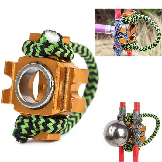 1pc Archery Magnetic Seat Aluminum Alloy With D Loop Dual-use Arrow Steel Ball Shooting Base For Compound Bow Hunting Target Accessories