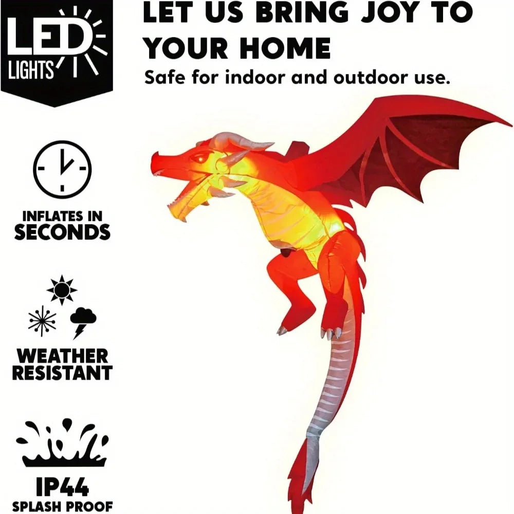 Joyfy Flying Dragon Inflatable Halloween Decor With LED Lights