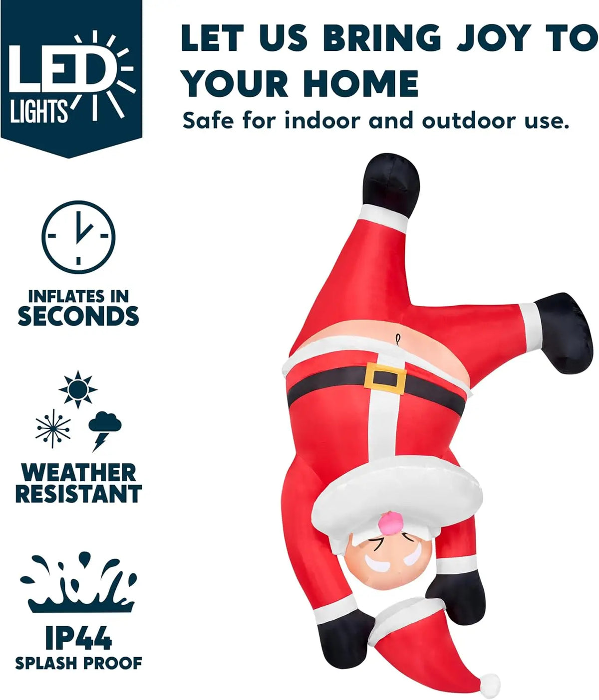 Joyfy Hanging Upside Down Santa Inflatable With LED Lights