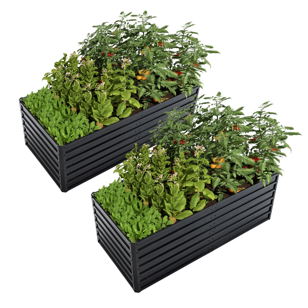 4x3x1ft Metal Raised Garden Bed,Deep Root Outdoor Galvanized Planter Box,Patio Kit Planting Beds for Vegetables Flowers Herb,Black