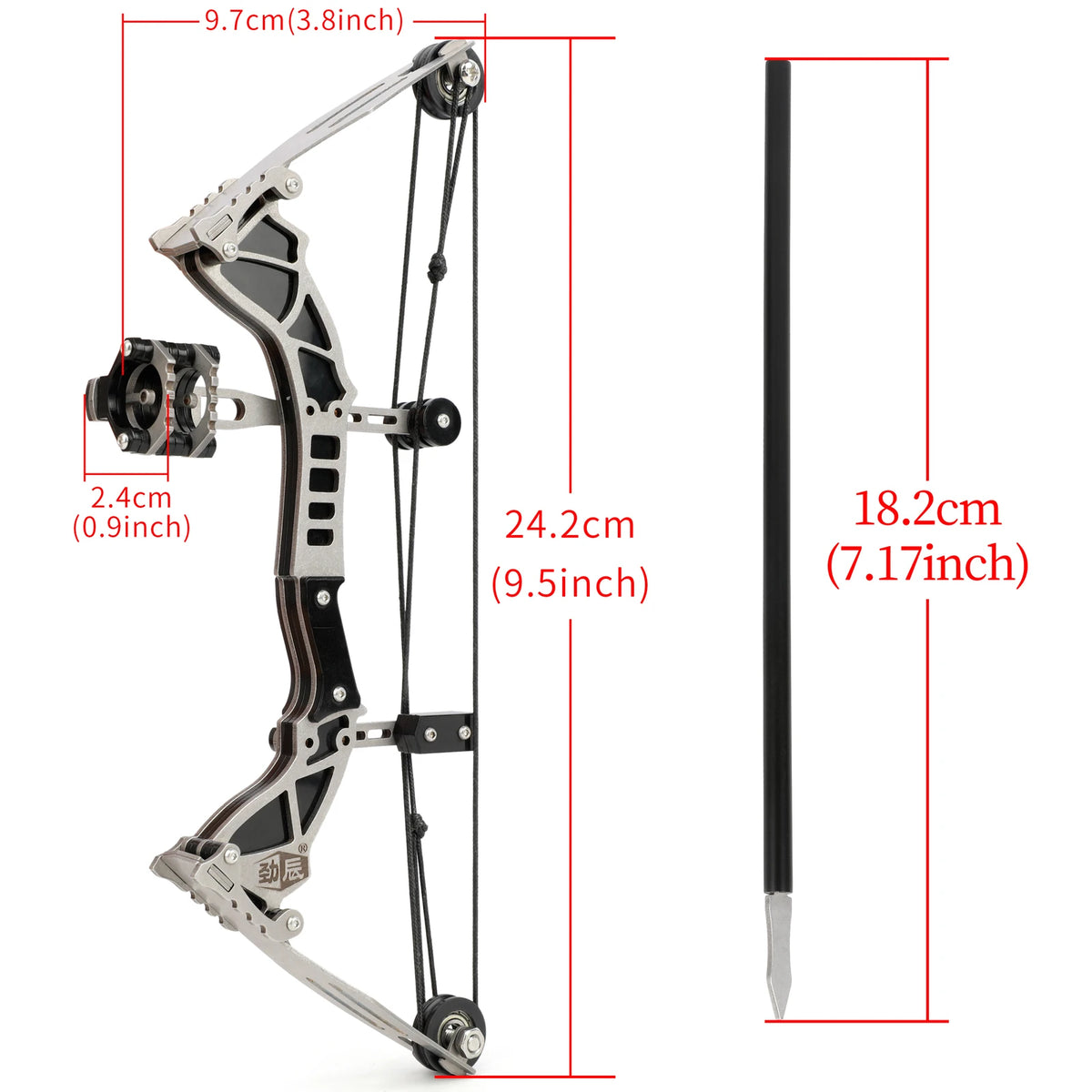 Pocket Mini Compound Bow 12lbs 9.5 Inch Pulley Design with 12pcs Arrows 20m Range for Adults Teens Outdoor Shooting Practice Games