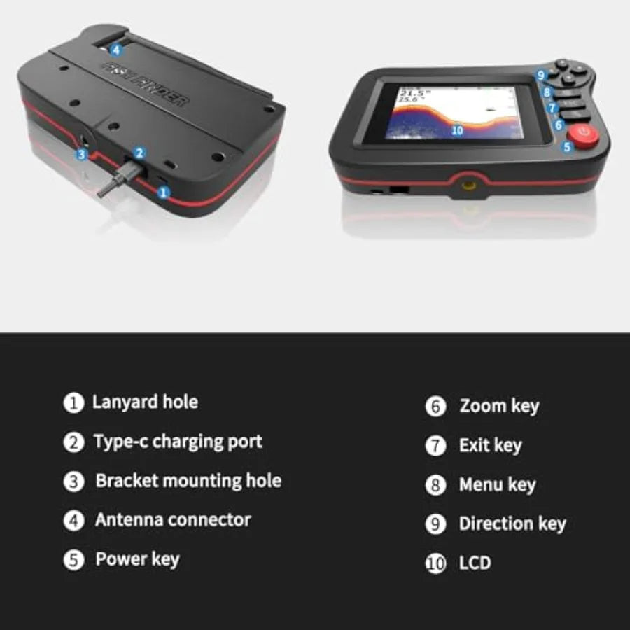 Portable Handheld Fish Finder LCD Display Transducer Kayak Fishing