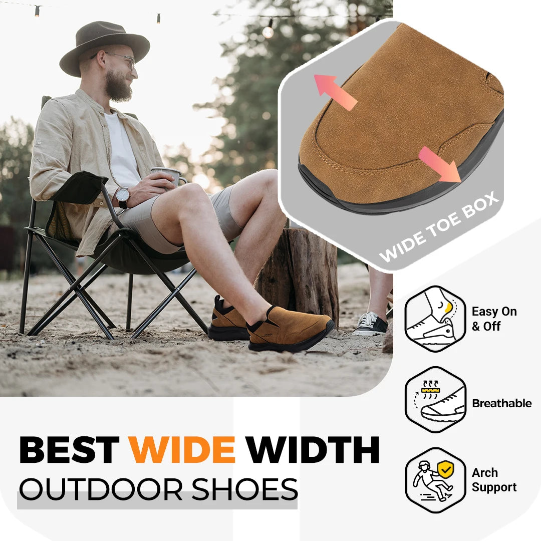 Fitville Men Extra Wide Slip On Hiking Loafers Arch Support