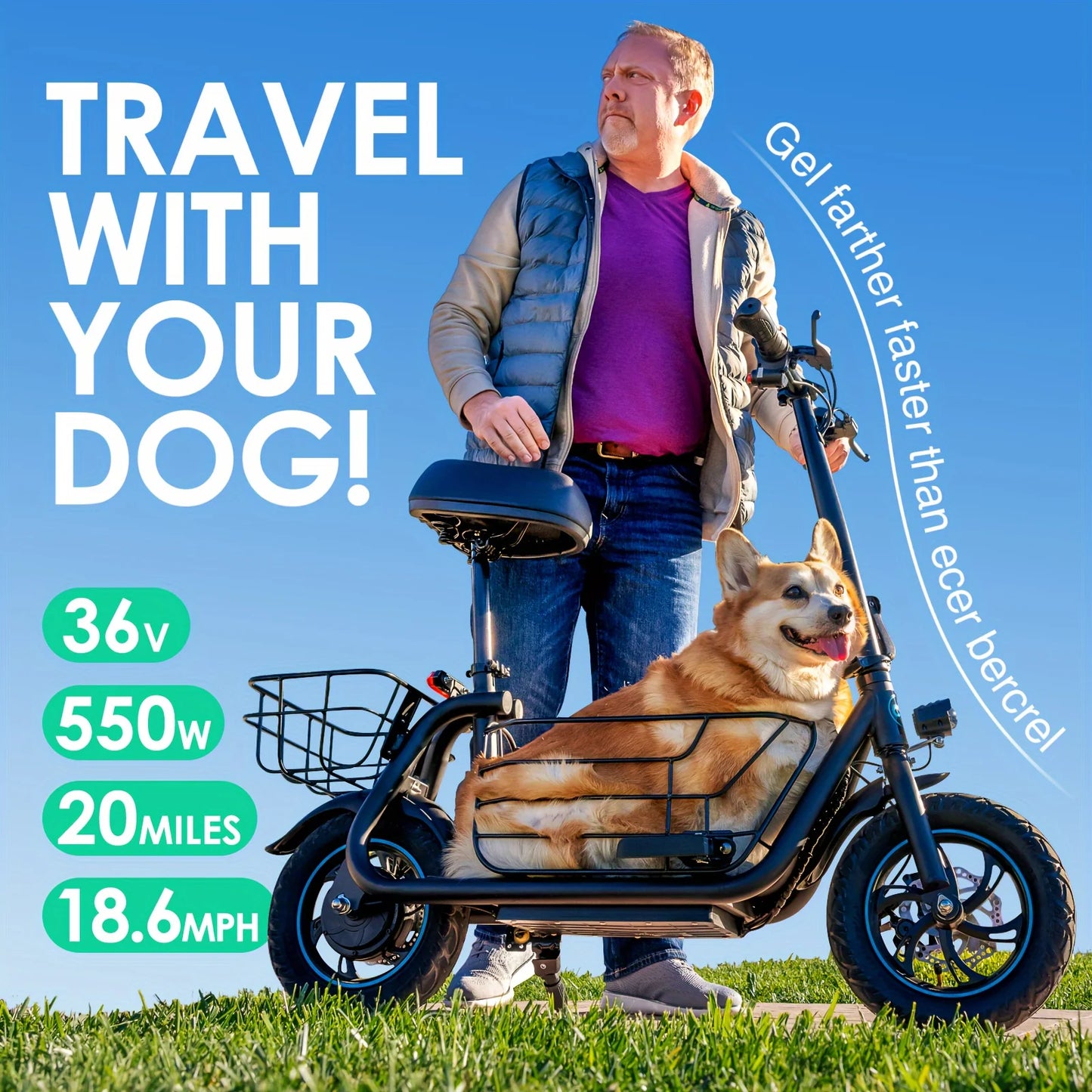 Gyroor Foldable Electric Scooter With Front Basket For Adults