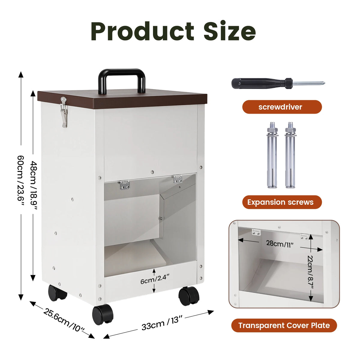 Automatic Dog Feeding Dispenser Galvanized Pet Food Storage Trough With Wheels