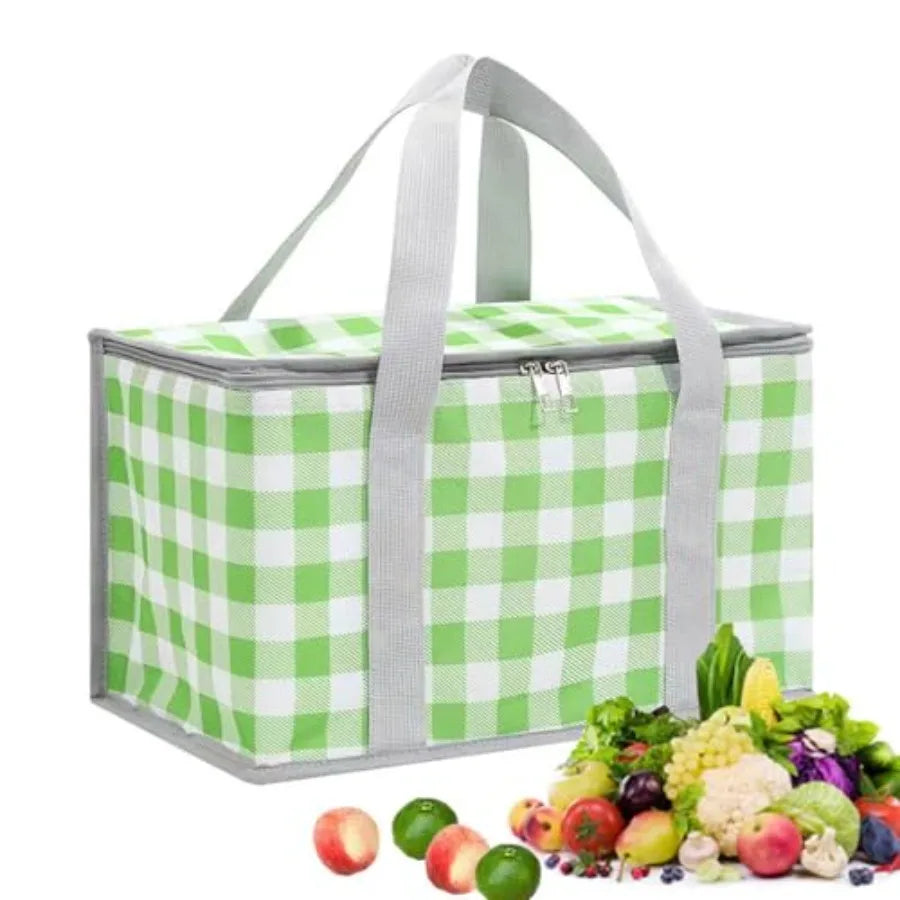 Insulated Picnic Cooler Bag - Zippe Top, Keeps Hot or Cold - Perfect for Picnics, Beach, Food Delivery and Outdoor 13.8x7.9x7.9