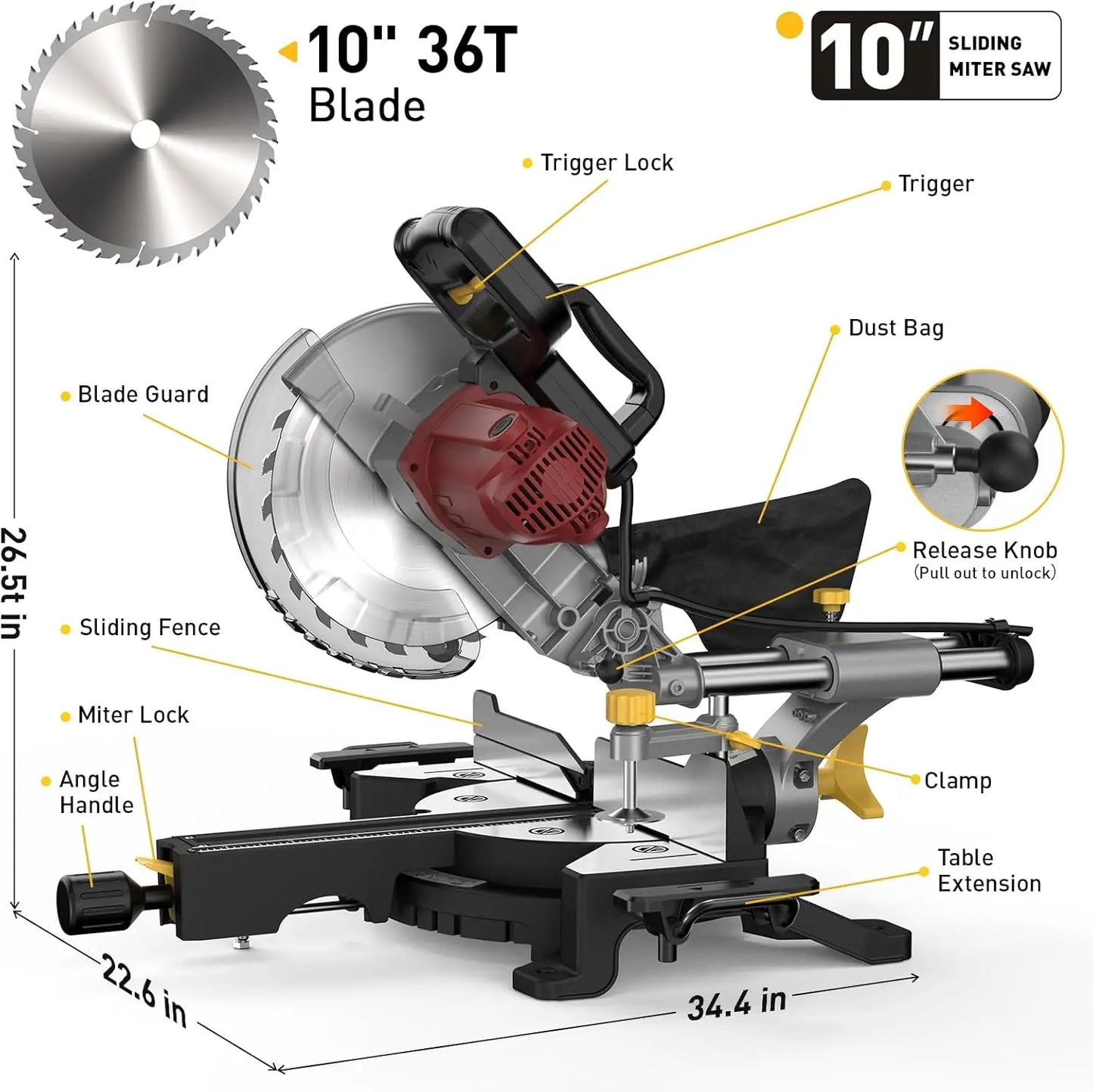 High Performance Compound Sliding Miter Saw For Woodworking