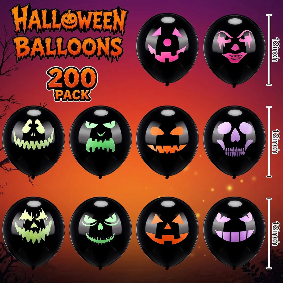 Halloween Neon Glow Ghost Latex Balloon Party Supplies