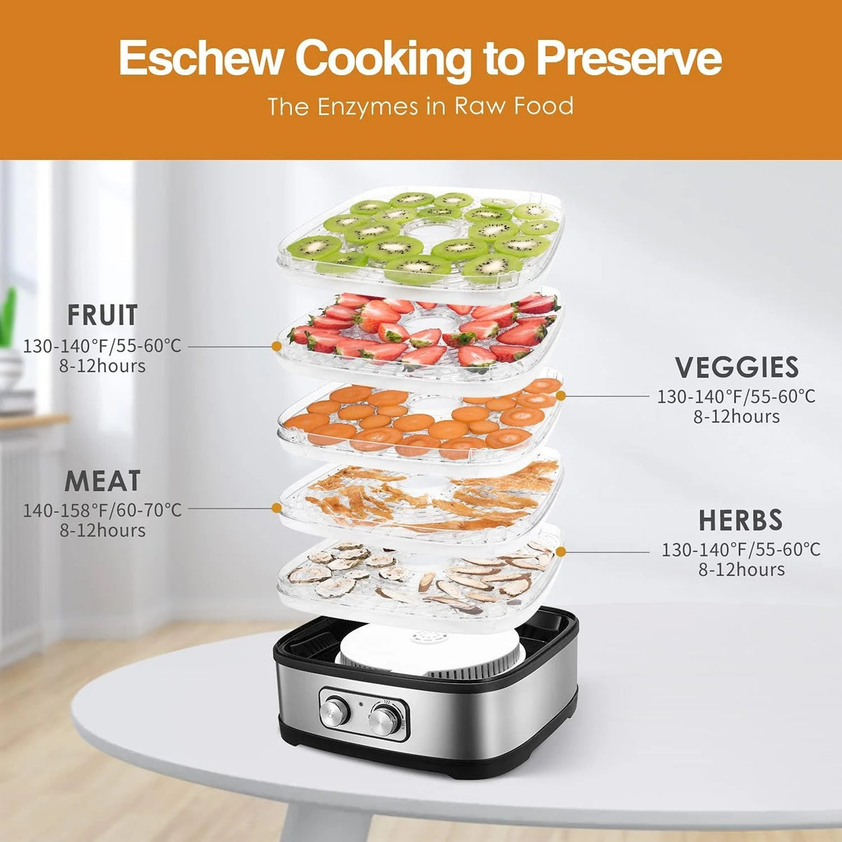 Premium Electric Food Dehydrator For Jerky Fruits And Vegetables